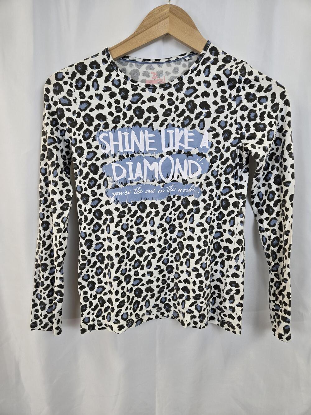 Pepperts! Shirt Girls 10-12 Leopard Shine Like A Diamond Graphic Long Sleeve Tee